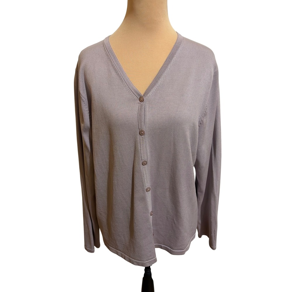 Pendleton Lavender Silk Blend V-Neck Button Front… - image 1
